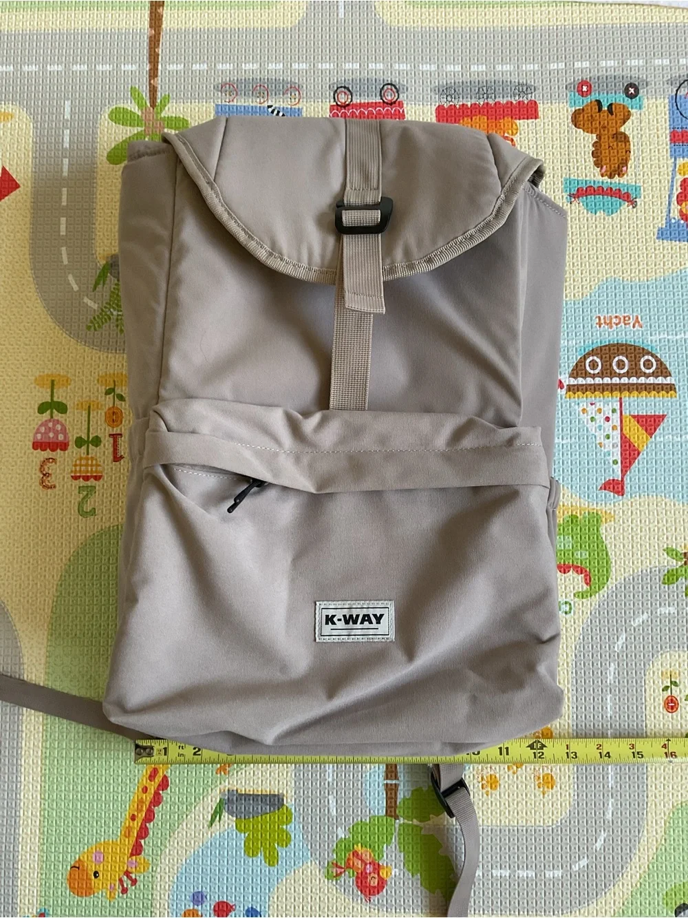 K-Way Beige  Backpack with Front Zip Pocket easily unisex